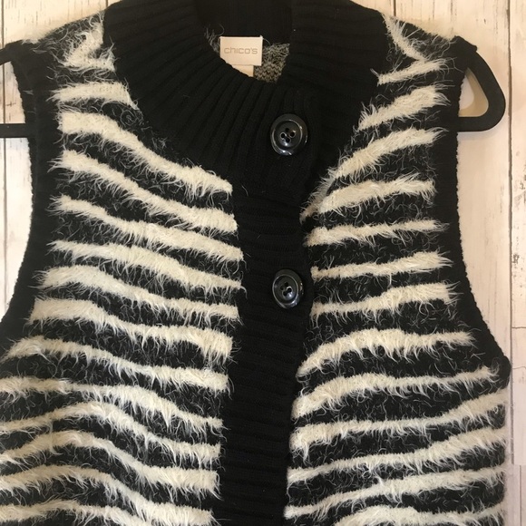 Chico’s Mohair Wool Blend Fuzzy Animal Print Vest Size (S/4) - Picture 3 of 11